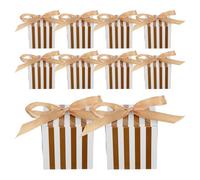 DOITOOL 30 Piezas Cajas Pequeñas para Dulces con Diseño Rayas de Unidades con Lazos Dorados Cajas de Cumpleaños Bodas y Shower Contenedores Ligeros y Fáciles de