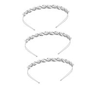 DOITOOL 3piezas Diadema De Perlas De Doble Banda Para Novia Tocado Elegante Brillantes Para Bodas y Accesorio De Para Mujeres