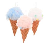 DOITOOL 3piezas Esponjas De Baño Forma De Helado Colores Surtidos Exfoliantes Suaves Para Ducha Con Cuerda Colgante Para Limpieza y Cuidado Corporal