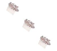 DOITOOL 3piezas Peine De Novia De Cabello Cristales De Imitación Accesorios De Boda Rosa Peine Lateral Elegante Para Peinados Nupciales