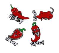 DOITOOL 4 Broches para Mujer, Accesorio Versátil y Resistente al Desgaste de Aleación de Zinc con Diseño de Chile Rojo Adecuado para Eventos Obsequios y Uso Diario