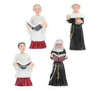 DOITOOL 4 Estatuas de Monja de Resina Tacto Cómodo y No Se Deforman, Figuras Decorativas Creativas para Jardín y Balcón, Adorno de Micropaisajes