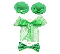 DOITOOL 4 Piezas 4 Mini Sombreros Decorativos para Botellas de Vino del Día Verde, Accesorios Flexibles de Fieltro Verde, Tamaños Variados (8X8X2.8 CM y 14X15 CM), Decoración para Fiestas