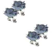 DOITOOL 4 Piezas Abrazaderas para Cortinas con Flores Azules Clips Metálicos Decorativos para Sujetar Cortinas Modernas y Vintage Accesorios Elegantes para Ventanas el Hogar y Hotel