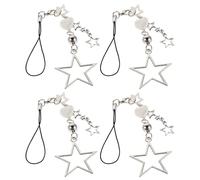 DOITOOL 4 Piezas Colgante Estrella Móvil Cadena Pulsera Correa Llavero Colgante para Teléfono Cámara Bolsa Accesorios Anti-pérdida