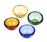 DOITOOL 4 Piezas Cuenco de Ofrenda Budista de Cristal Artificial 6 Cm, Set 4 Piezas (amarillo, Verde, Azul, Marrón), Copa de Agua Auspiciosa para Rituales y Decoración en Hogar, Templo y