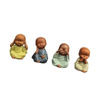 DOITOOL 4 Piezas de Adorno de Cerámica de Monje Zen Pequeño Decoración Artesanal de Monje para Escritorio Figura Decorativa Colorida Base Plana Adecuado para Hogar y Oficina