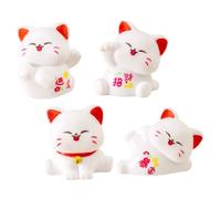 DOITOOL 4 Piezas Figuras de Gato de Miniatura Decoración Animal para Jardín y Escritorio Estatua de Gato Suerte Chino Adorno Resistente y Realista