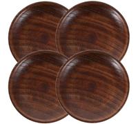 DOITOOL 4 Piezas Mini Tazones de Madera Redondos para Salsa, Plato de Forma Redonda Pequeño y Elegante, Adecuado para Uso en Casa y Restaurante