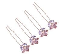 DOITOOL 4 Piezas pasadores de pelo de cristal de flores pinza para el cabello de boda tiara palo de pelo de novia palo de pelo elegante Diamante Horquilla colocar Alfiler
