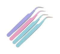 DOITOOL 4piezas Pinzas De Acero Inoxidable Curvas Pinzas Afiladas Para Pegatinas Electrónicas Extensiones De Pestañas Herramientas De Scrapbooking Uñas De Precisión