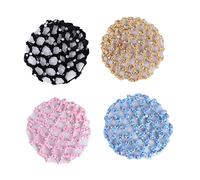 DOITOOL 4piezas Redecilla De Moño Para Mujer Cabello De Accesorios Para Peinados Para Ballet y Gimnasia Negro Beige Rosa Azul