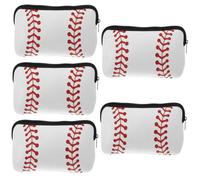 DOITOOL 5 Piezas Bolsa de cosméticos de béisbol Organizador con Cierre de Cremallera Bolsas de Almacenamiento con Cremallera Bolsa de Maquillaje de Viaje Bolso de Cosméticos Bolsa de Aseo