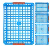 DOITOOL 5 Piezas Cesta Organizadora de Plástico Azul Apilable para Escritorio con Asas, Rectangular Rebabas, Adecuado para Guardar Documentos A4, Pan y Juguetes Hogar