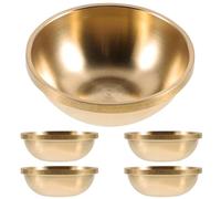 DOITOOL 5 Piezas Cuenco Budista de Latón Dorado para Ofrenda de Agua Diseño Tradicional, Práctico y Fácil de Limpiar para Altares y Rituales Budistas
