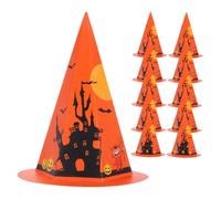 DOITOOL 50 Piezas Cajas de Dulces para Halloween Forma de Sombrero de Bruja Naranja de Papel, Diseño Único y Divertido, Ideales para Fiestas y Reparto Fácil de Golosinas