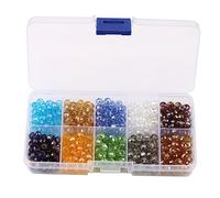 DOITOOL 500 Piezas Cuentas de Cristal Facetadas Colores con Caja Organizador para Manualidades Joyas Pulseras Collares Diy