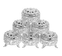 DOITOOL 6 Cajas Redondas de Dulces y Joyas en Abs, Plata, Relieve, para Boda y Fiestas, Diseño Clásico, 6 Piezas