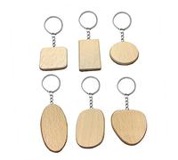 DOITOOL 6 Piezas Madera Creativo Llaveros Colgantes para Decoración de Mochilas y Llaves Moderno para Cumpleaños y Ocasiones Especiales