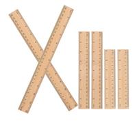 DOITOOL 6 Piezas Set de Reglas de Madera Multifuncionales para Estudiantes, Resistentes y No se Deforman, Ideales para Dibujo y Medición Escolar