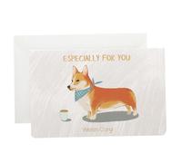 DOITOOL 6 Tarjetas de Felicitación Hechas a Mano con Mensaje en Bronce Diseño de Shiba Inu y Corgi Incluye Sobres Tamaño Pequeño Color Dorado para Cumpleaños San Valentín y