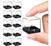 DOITOOL 60 Piezas Caja Transparente para Exhibición de Minerales de Contenedores Plásticos Resistentes para Colección y Almacenamiento Portátil de Muestras Base