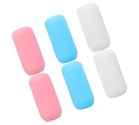 DOITOOL 6piezas Fundas Elásticas de Silicona para Botellas de Viaje Protectores Antirrobo y Antipérdida para Envases de Champú Loción y Gel Blanco Azul y Rosa
