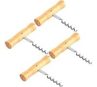 DOITOOL Abridor de Vino Manual para Abrir Botellas de Vino Tinto de Acero Inoxidable Mango de Madera, Herramienta Simple Adecuado para Camping y Club