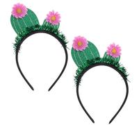 DOITOOL Accesorios Pelo de Cactus, 2 Piezas, Diademas Verdes, para Cumpleaños y Fiestas Temáticas, Material de Fieltro y Tela, para Niñas y Adultos
