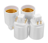 DOITOOL Adaptador de Lámpara de 4 Pines Cortos a E27 4 Piezas Convertidor de Enchufe LED Compacto Casquillo para Bombillas en Dormitorio y Baño Convertidor de Portalámparas Seguro