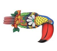 DOITOOL Adorno de Pared de Hierro Diseño 3D de Tucán Rojo Decoración Colgante para Interiores y Exteriores Estatua Decorativa Artesanal para Sala Jardín y Oficina