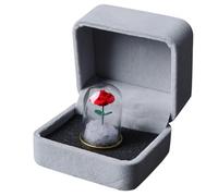 DOITOOL Adorno Romántico de Rosa Preservada con Base de Felpa y Cubierta de Vidrio para Decoración Delicada en San Valentín y Bodas con Caja Incluida