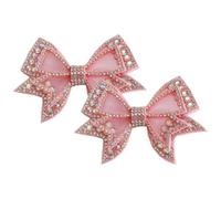 DOITOOL Adornos para Zapatos Lazo Rosa de Yute y Pedrería, Par de Clips para Manualidades y Uso General