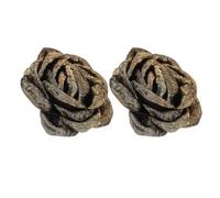 DOITOOL Adornos para Zapatos Mujer 2 Piezas Flor de Té de Satén Bordes Quemados Color Dorado Antiguo, Clips Decorativos Artesanales para Zapatillas, Hebillas Desmontables para Fiesta y