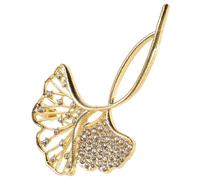 DOITOOL Alfiler de Aleación Dorado Hoja de Ginkgo y Gemas de Imitación, Delicado y Elegante para Ropa de Mujer, No Daña Prendas y Es Resistente a Deformaciones