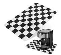 DOITOOL Alfombrilla Escurridor de Platos Antideslizante Absorbente de Sílice para Cocina y Baño Esterilla Secado Rápido para Encimera con Diseño Cuadros Negro