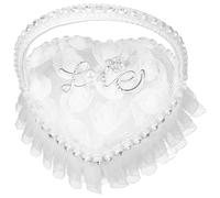 DOITOOL Almohada de Anillo para Boda Caja en Forma de Corazón, Soporte para Anillos de Compromiso y Accesorios para Decoración de Ceremonias