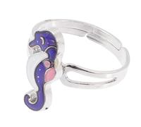 DOITOOL Anillo de Dedo Ajustable Forma de Caballito de Mar, Aleación de Zinc, Cambio de Color por Temperatura y Reflejo de Estado de Ánimo para Fiestas Temáticas