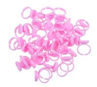 DOITOOL Anillo de pigmento rosa para pegamento de pestañas postizas, 100 copas de material PP, diseño separado y ligero, ideal para salones de belleza