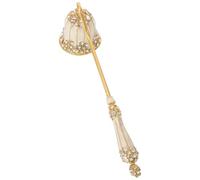 DOITOOL Apagavelas de Metal Esmaltado Vintage en Forma de Campana Pedrería de Imitación Perla, Extintor Manual para Velas de Té y Pilar, Accesorio Práctico y Decorativo para Hogar y Sala