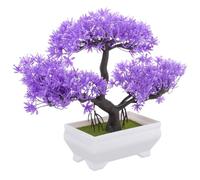 DOITOOL Árbol Bonsái Artificial Mini de Pino en Maceta Morada, Planta Decorativa Realista para Mesa, Adorno Vegetal Pequeño para Decoración Interior del Hogar y Oficina