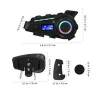 DOITOOL Auriculares para Casco de Moto con Micrófono Altavoces Impermeables para Llamadas Manos Libres Música y GPS Auriculares con Luces LED Dinámicas para Motocicleta