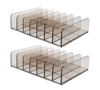 DOITOOL Bandeja de Acrílica Transparente Gris Grande, Caja de Almacenamiento Separadores Múltiples para Billetes y Monedas, Organizador de Escritorio para Caja Registradora, 2 Unidades