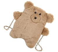 DOITOOL Bolso Bandolera de Felpa Marrón Diseño de Oso para Mujer, Cómodo Espacio Moderado, Adecuado para Temporada Fría E Invierno