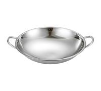 DOITOOL Cacerola Redonda con Doble Asa 26 Cm de Acero Inoxidable Wok Metálico Olla para Ramen y Batería de Cocina Resistente para Cocinar al Aire Libre para Uso Doméstico y Profesional