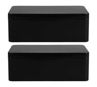 DOITOOL Caja de Hojalata Rectangular para Té y Dinero 2 Piezas, Lata Metálica con Tapa Hermética, Color Negro Obsidiana, Caja de Ahorro y Almacenamiento Decorativa para Bodas y Eventos