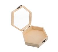 DOITOOL Caja de Madera Hexagonal con Tapa de Bisagra Organizador Vintage para Joyas y Recuerdos Resistente y Ecológica para Decoración y