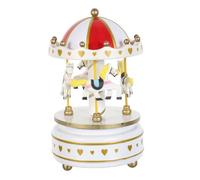 DOITOOL Caja de Música de Carrusel Giratoria Blanca Modelo 1 Caja Musical Navideña de Cuerda Artesanal Pequeña Decoración de Escritorio para Obsequio de Cumpleaños y Ambiente Festivo