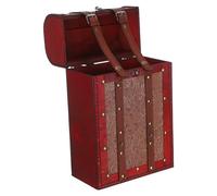 DOITOOL Caja de Vino Vintage de Madera para 2 Botellas Soporte Decorativo Marrón con Cierre y Correas de Poliuretano Portabotellas para Bodas y Almacenamiento Seguro