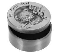 DOITOOL Caja Metálica Redonda para Guardar Pelo Fetal De Ñiño, Diseño Infantil Oso En Peltre Antiguo, Almacenamiento Seguro De Recuerdos para Niños, Obsequio para Recién Nacidos,